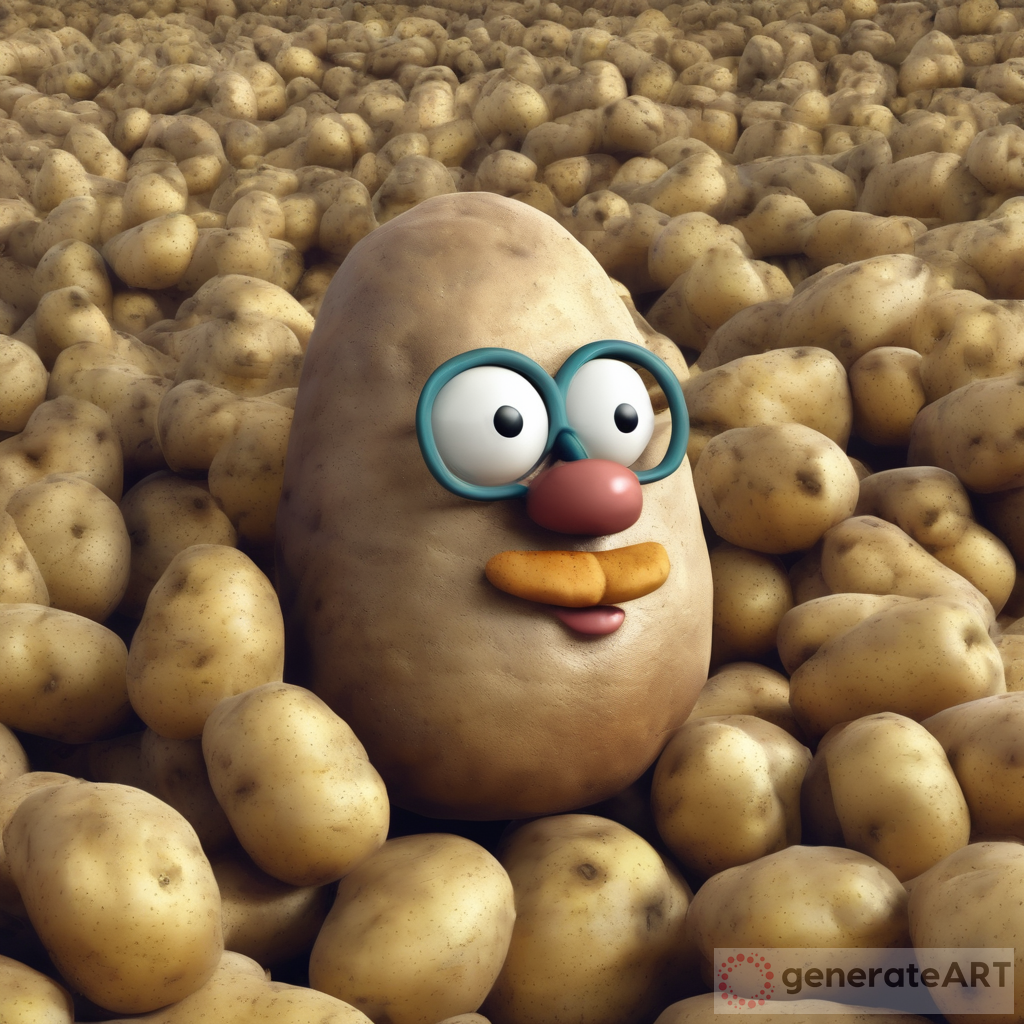 Whimsical Mr. Potato Head Ruling the Potato Fields