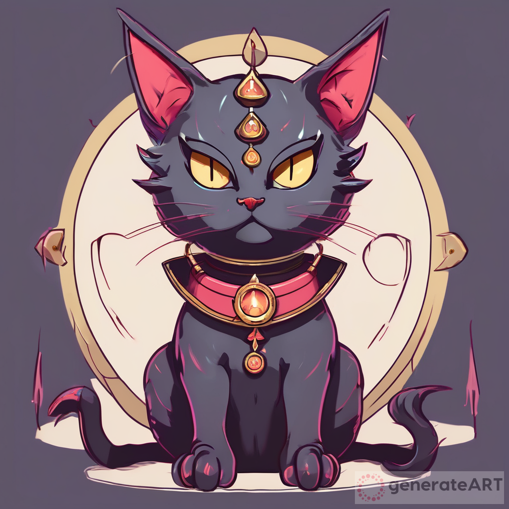 The Mysterious Charm of a Cute Demon Cat with a Spike Collar and Third Eye