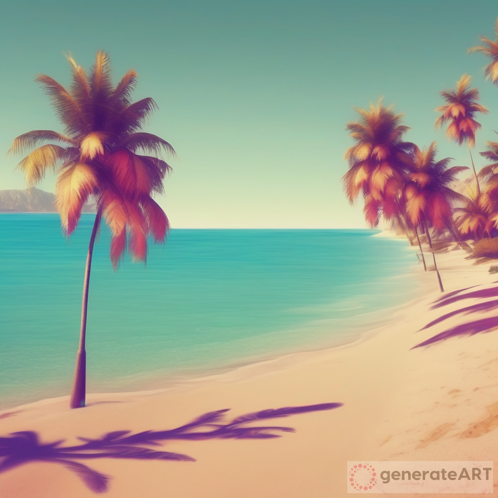 Discover the Tranquility and Vibrance of an Empty Beach with Photo-Realistic Palm Trees