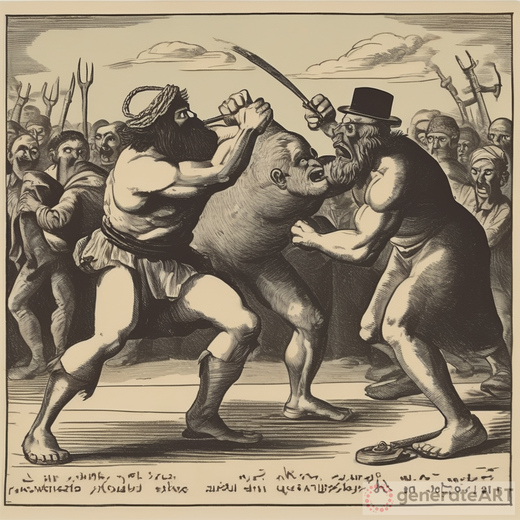 The Battle of the Jew and the Cyclop - A Captivating Art Display