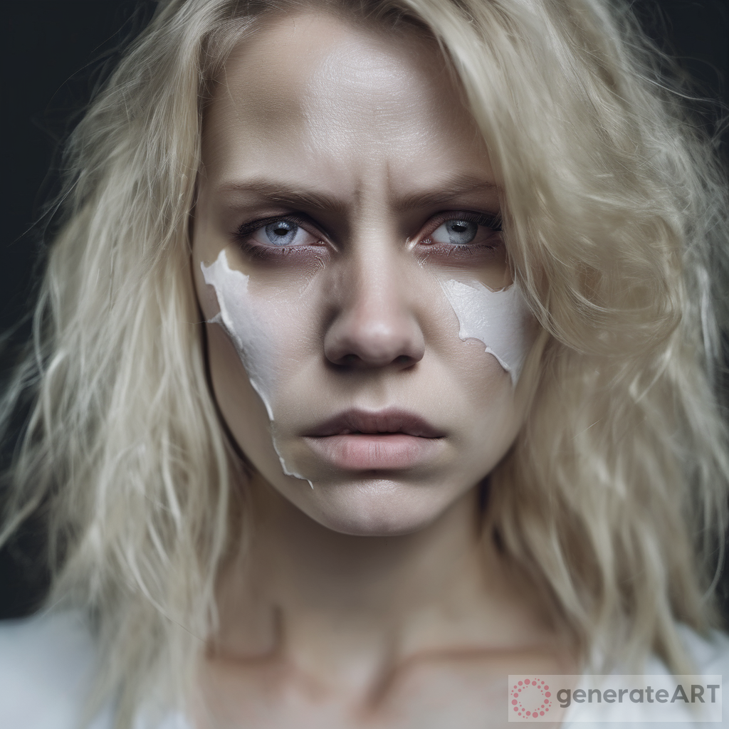 Exploring the Vulnerability of a Blonde Woman with a Big Scar in the Eye