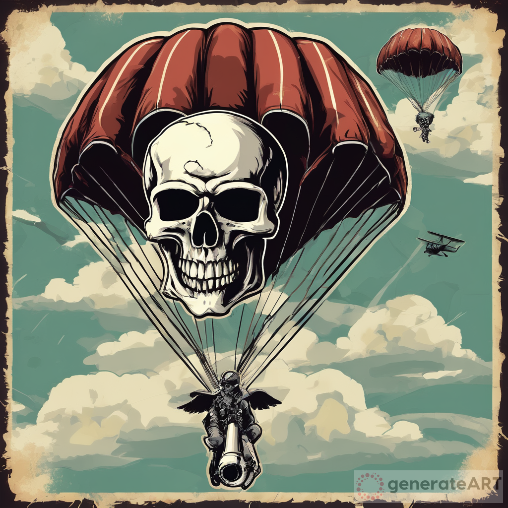 Airborne Parachute Background: A Badass Skull with a Cigarette