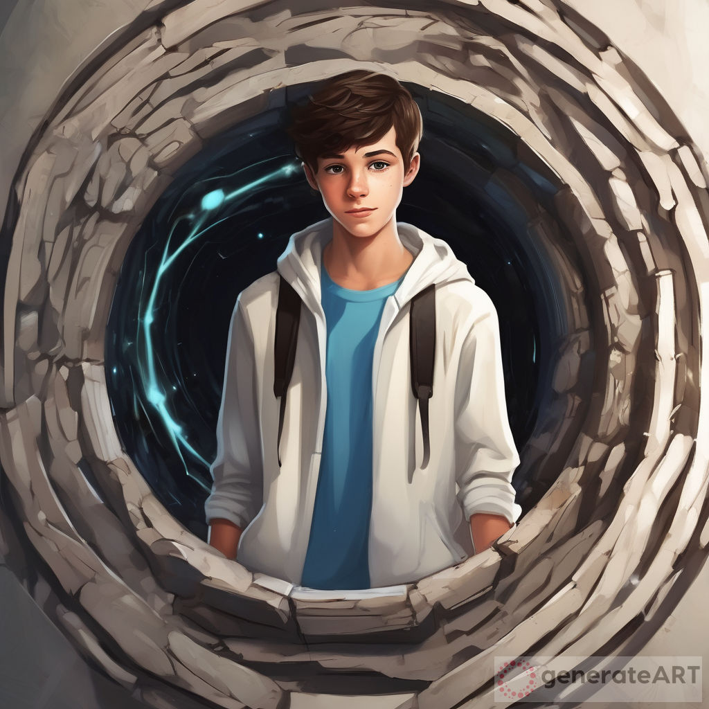 Exploring the Enigmatic World: A Brunette Teenage Boy's Journey Through the Portal