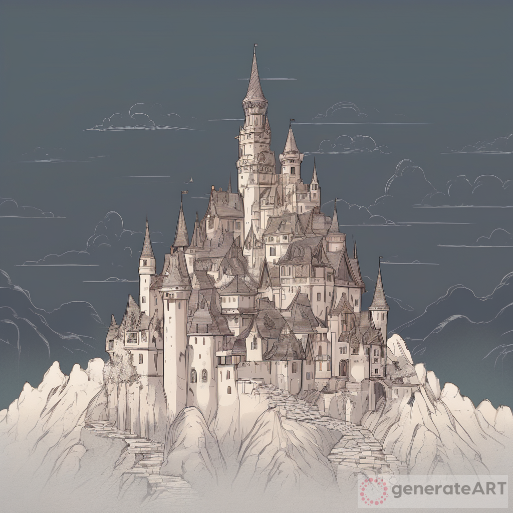 Captivating Fantasy Castle and Vibrant Village - Discover an Enchanting Artwork