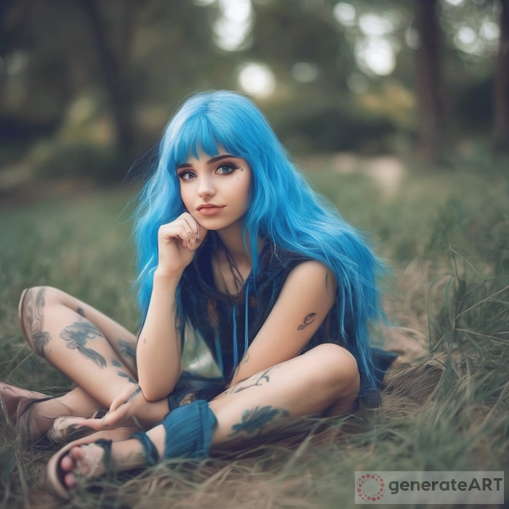 The Enchanting Beauty of a Hot Cute Blue-Haired Girl