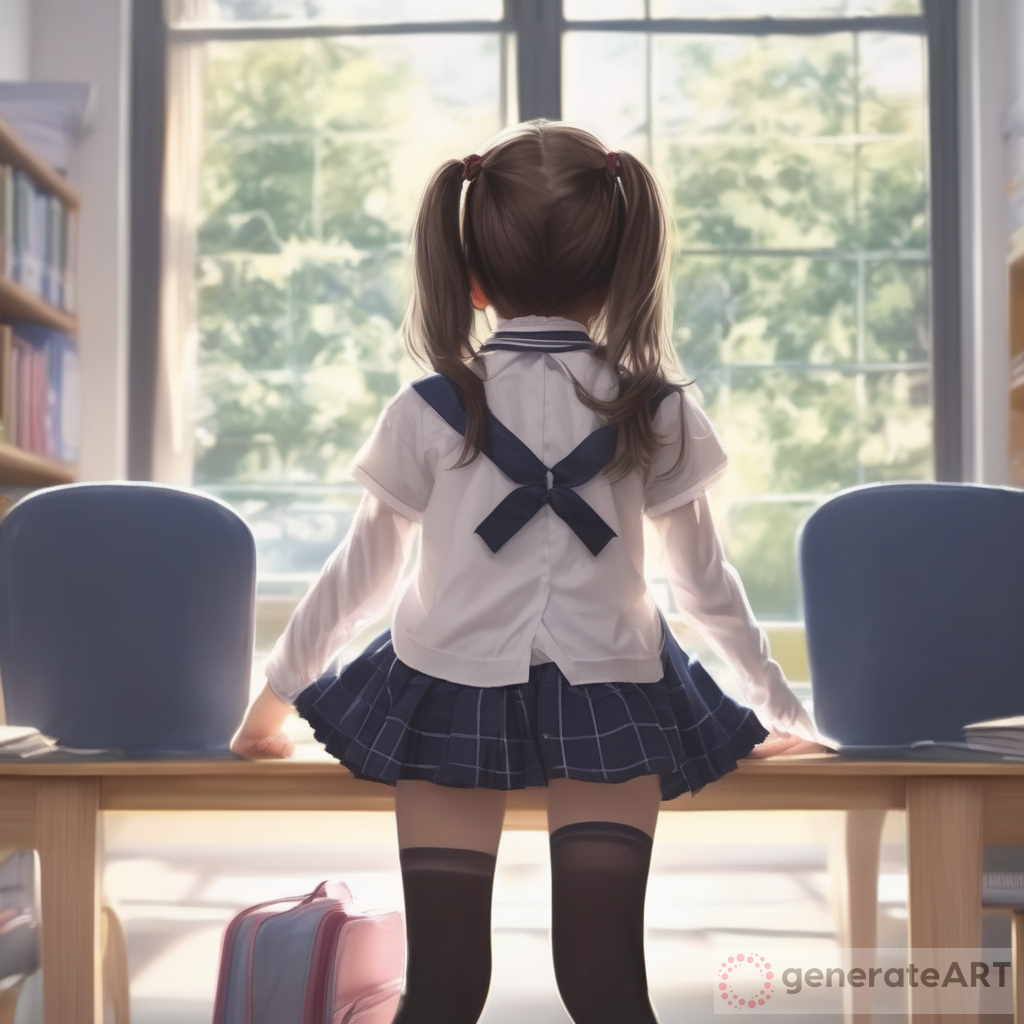 The Adorable 10-Year-Old Schoolgirl in Stockings: A Charming Rearview Portrayal