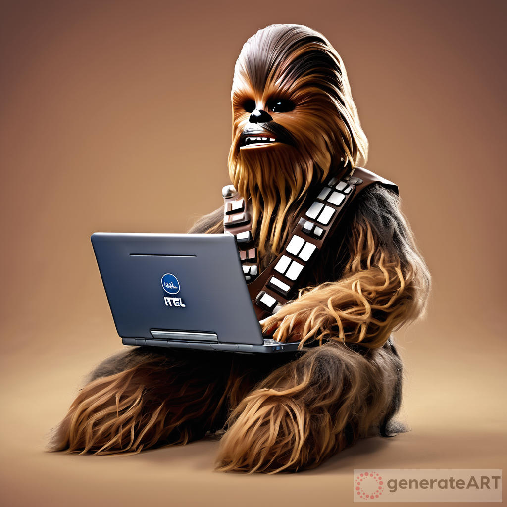 Chewbacca Embraces the Digital World with Intel Laptop