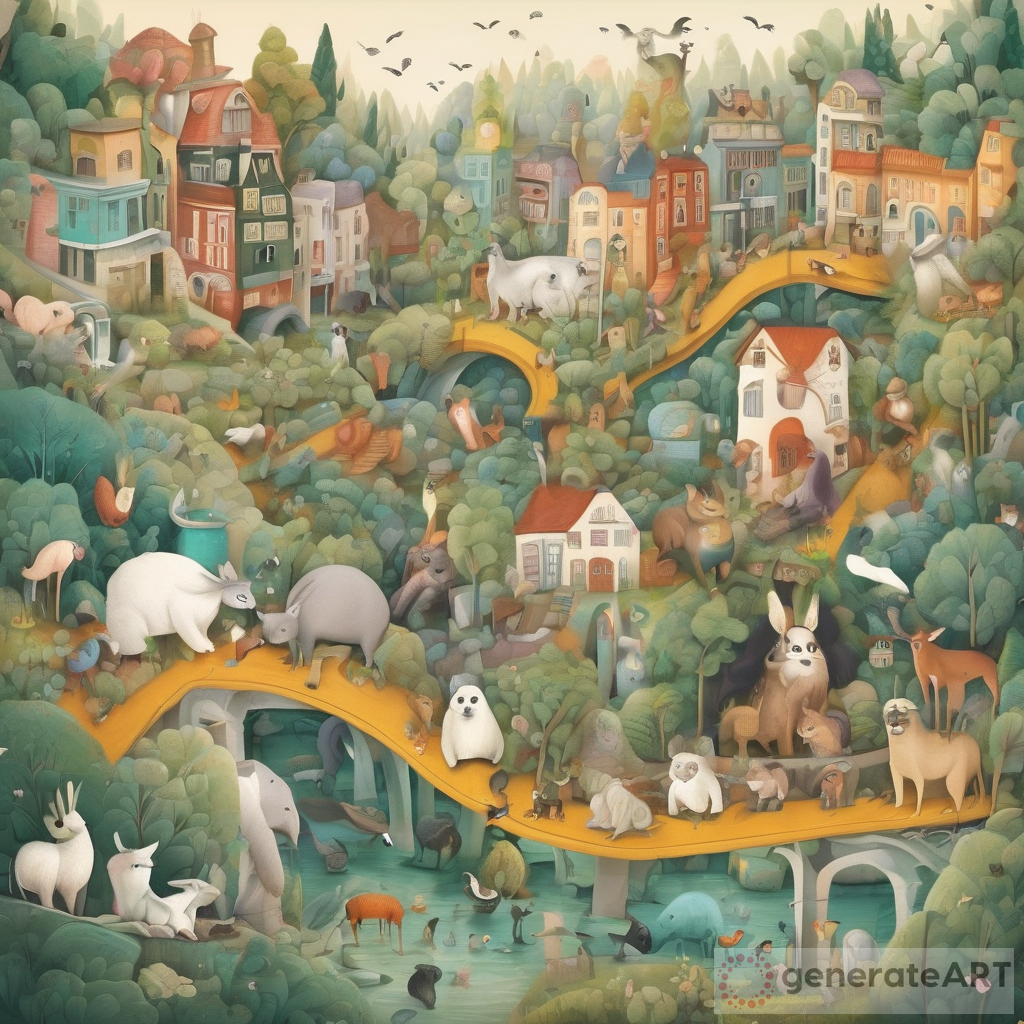 Animals in Charge: Exploring a Whimsical Cityscape of Harmony with Nature