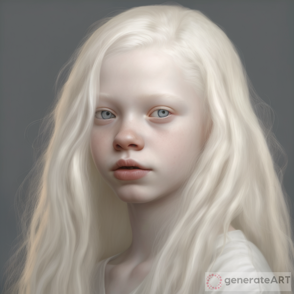 Mesmerizing Art: Albino Girl with Long Hair - Realistic Image | GenerateArt