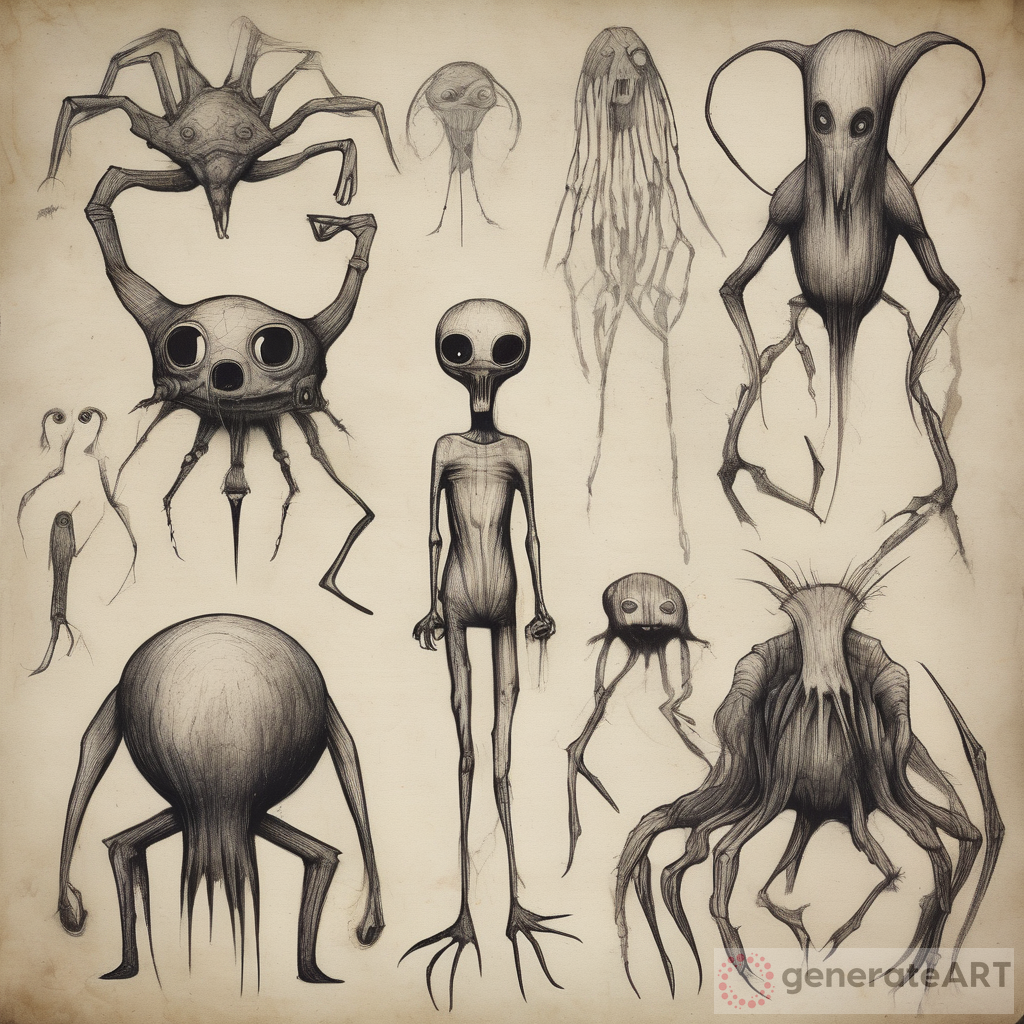 Exploring the World of Primitive Drawings: Creepy Creatures