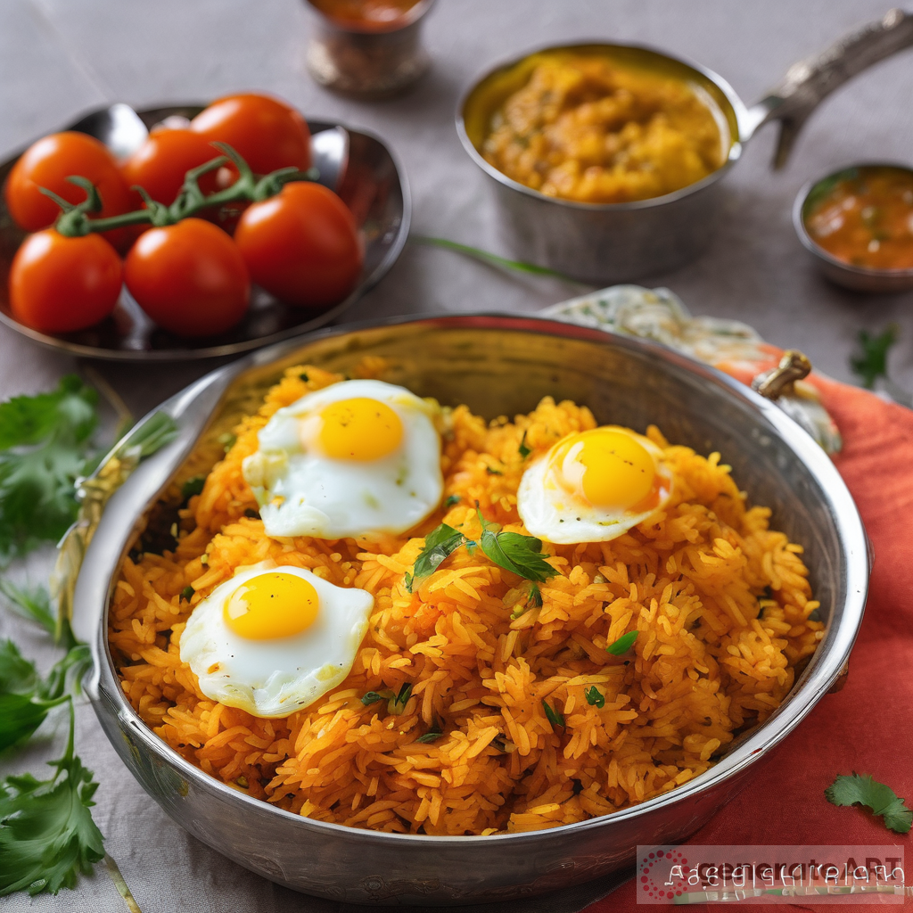 Exploring Andhra Style Tomato Rice, Boiled Egg, and Aloo Bonda GenerateArt