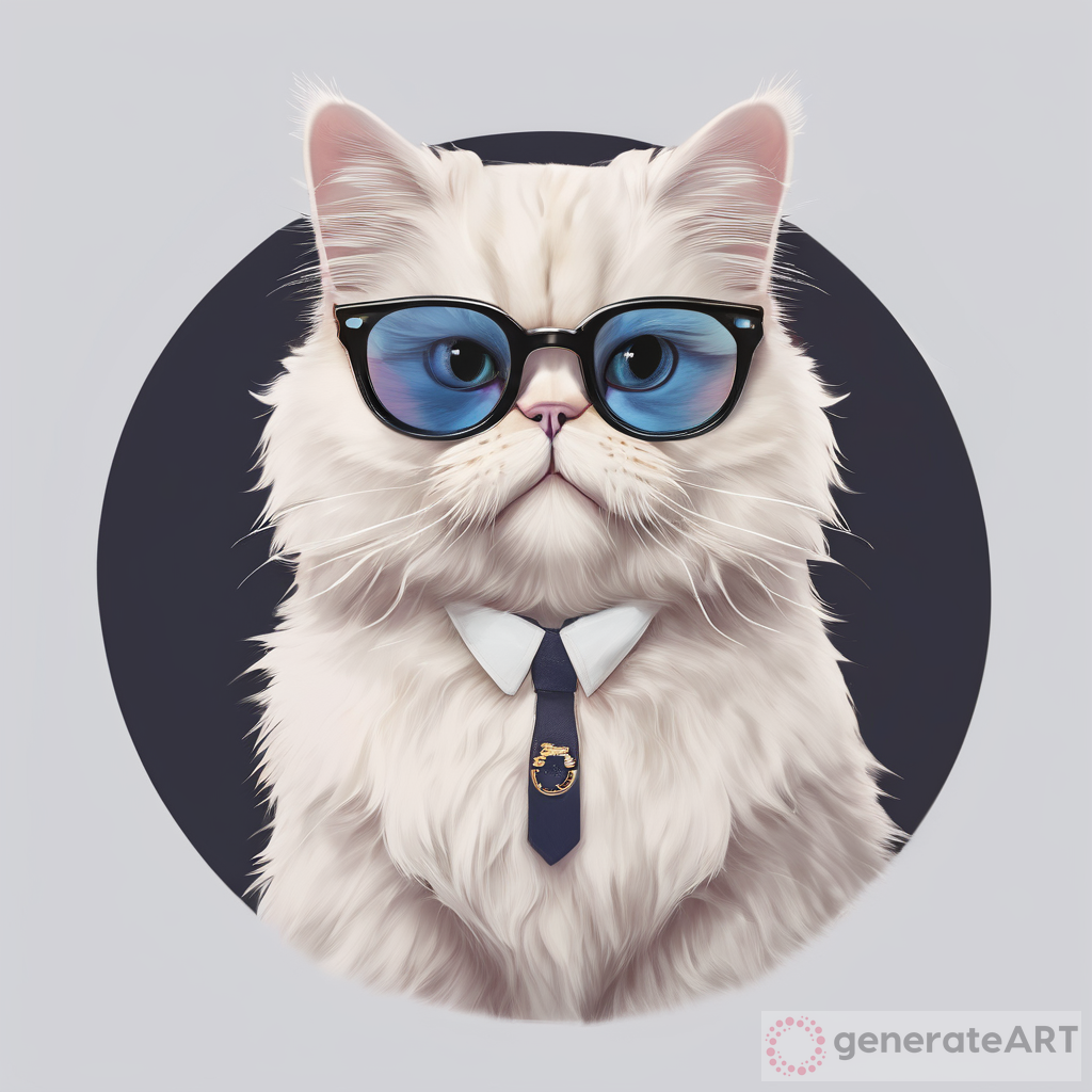 Persian Cat with Glasses: A Cute and Quirky Art Piece