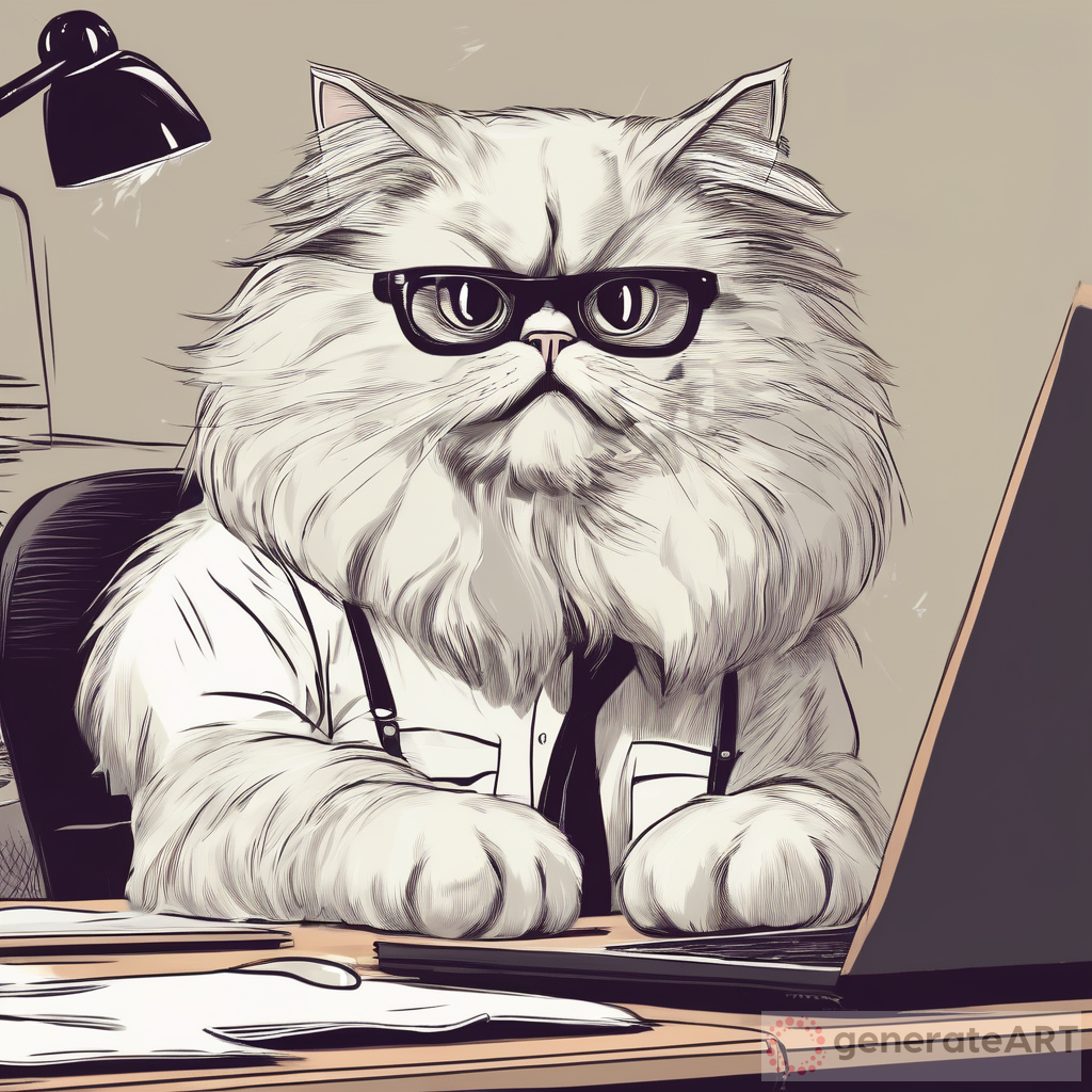 The Struggles of a Persian Cat in the Office