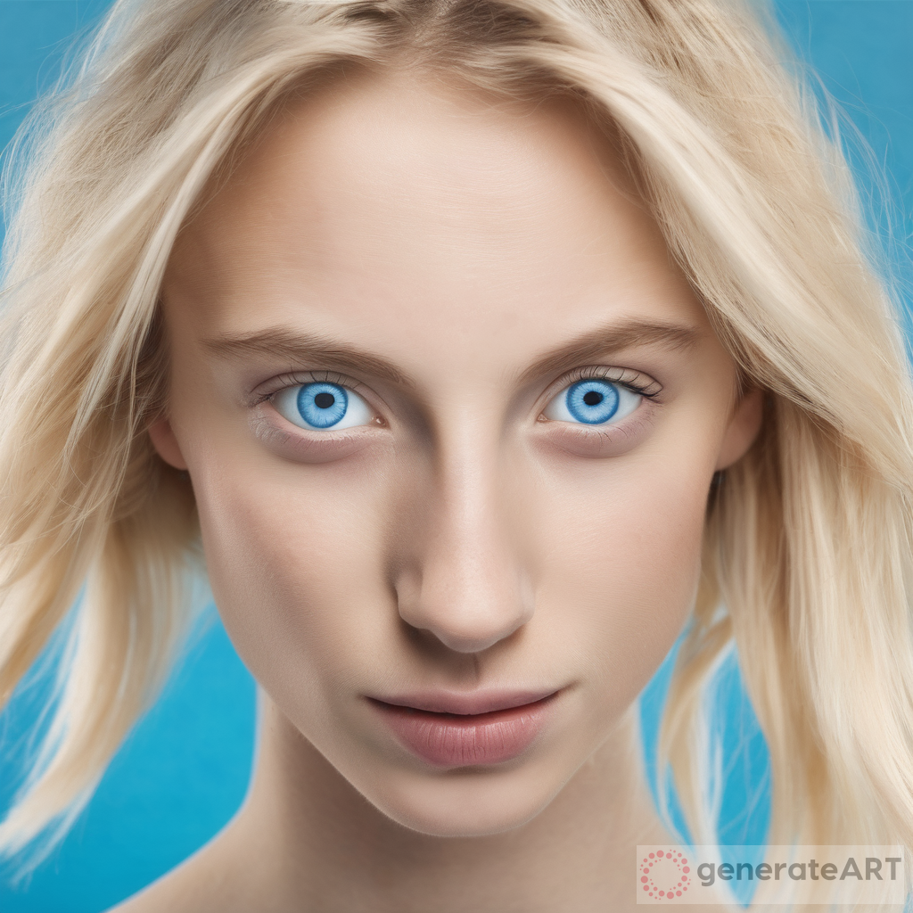 The Beauty of a Young Blonde Woman with Big Nose and Blue Eyes