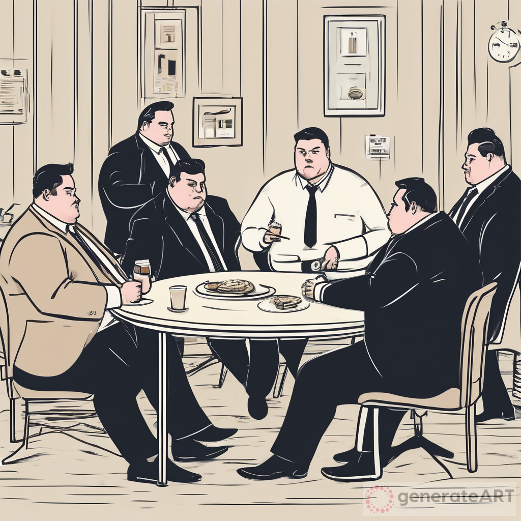 The Unconventional Meeting: A Gathering of Four Portly Businessmen and a Slender Man