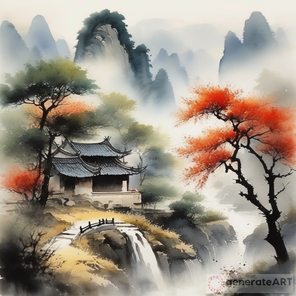 Chinese Landscape Watercolor Art: Serene Scenes Through Ancient Brushstrokes