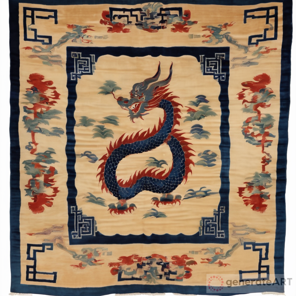 Handmade Chinese Art Deco Dragon Rug