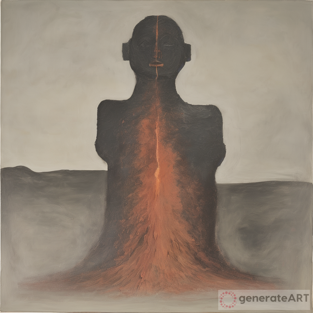 Art Review: Amazing Figure in front of a Volcano