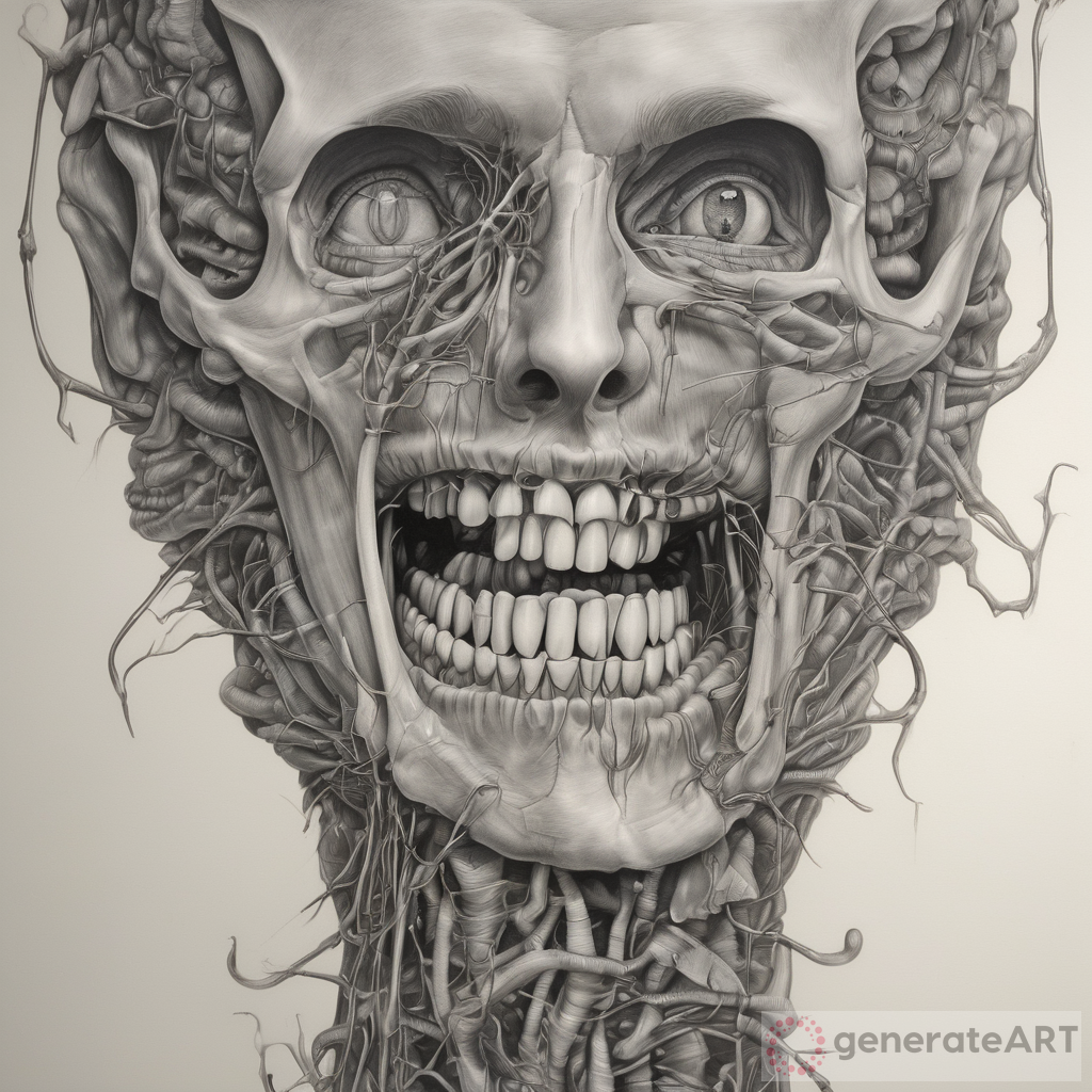 Surreal Anatomical Drawing of Shane MacGowan's Teeth
