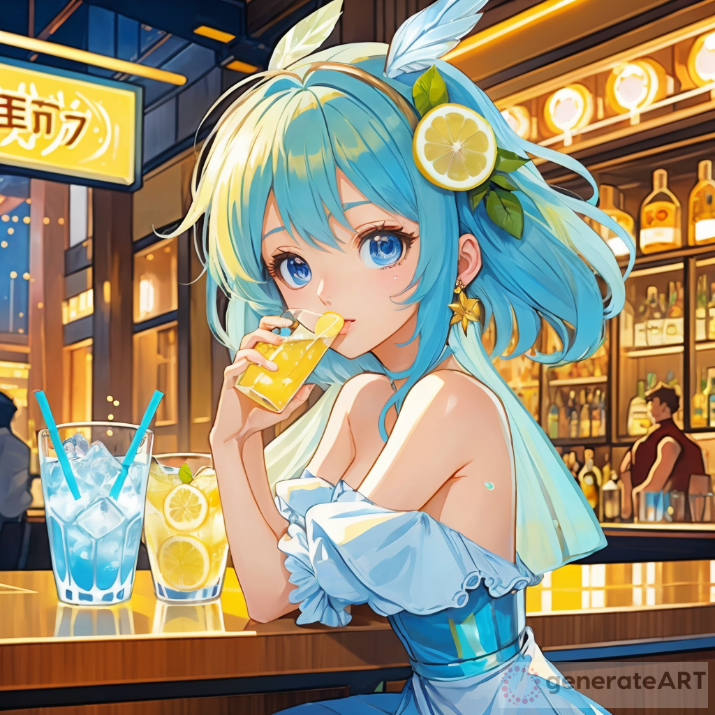 Refreshing Anime Girl at Bar