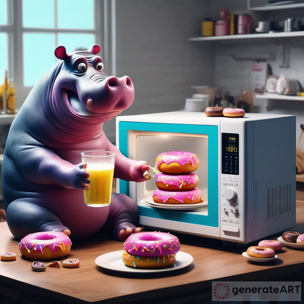 Surreal Art: Microwave Riding Hippopotamus