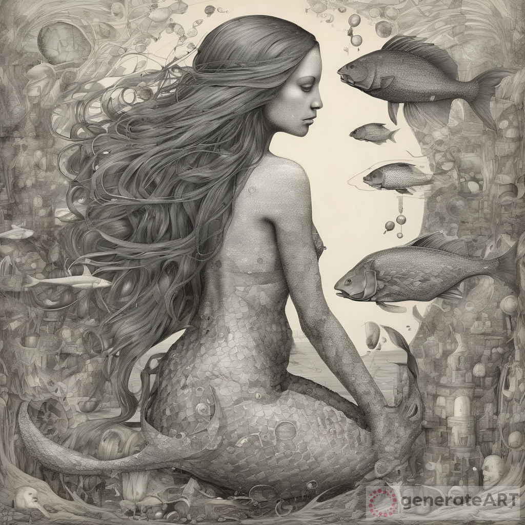 Surreal Mermaid Anatomy Drawing