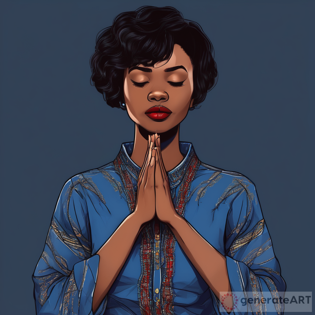 Stunning Digital Illustration of Black Woman Praying