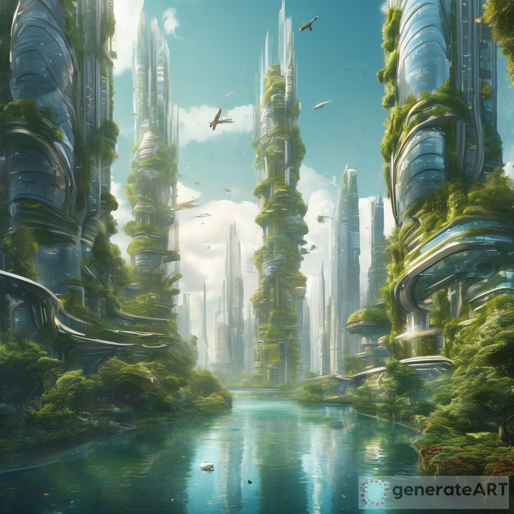 Futuristic Metropolis: Where Nature and Technology Intertwine