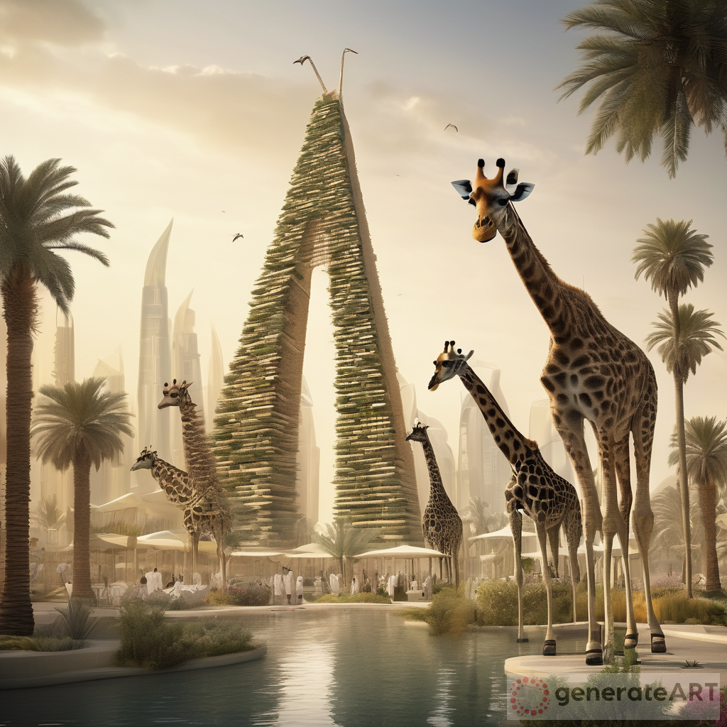 Dubai Ziggurat Pyramid Vision with Giraffes