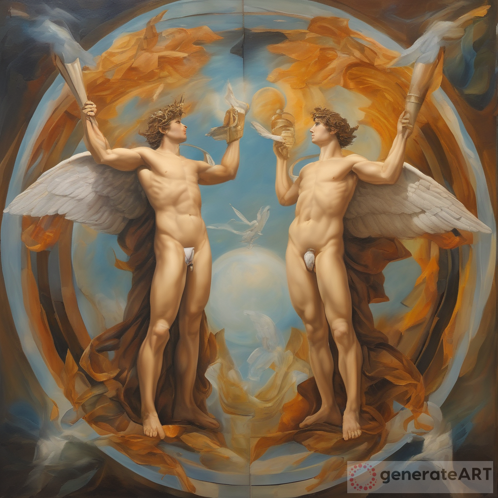 Dynamic Hermes & Gemini Oil Painting