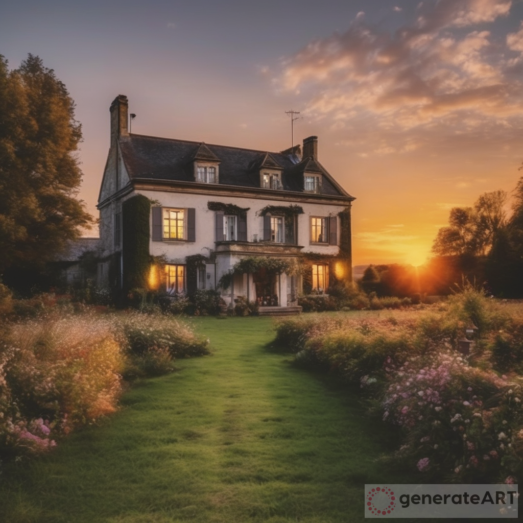 Tranquil Sunset at Country House