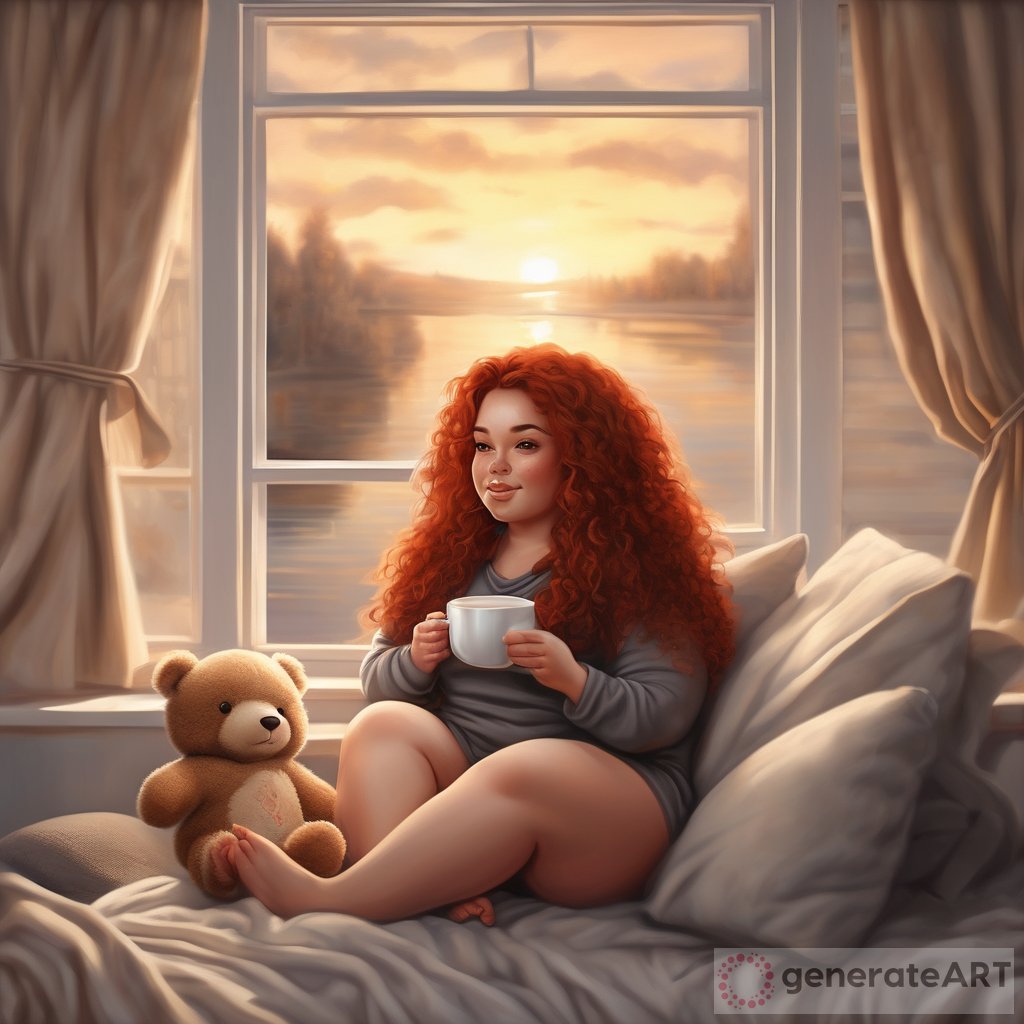 Serene Morning: Plus-Size Chibi Woman Oil Painting