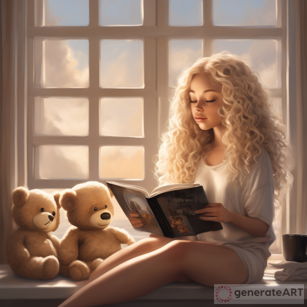 Realistic Oil Painting of Chibi American Woman at Sunrise Morning