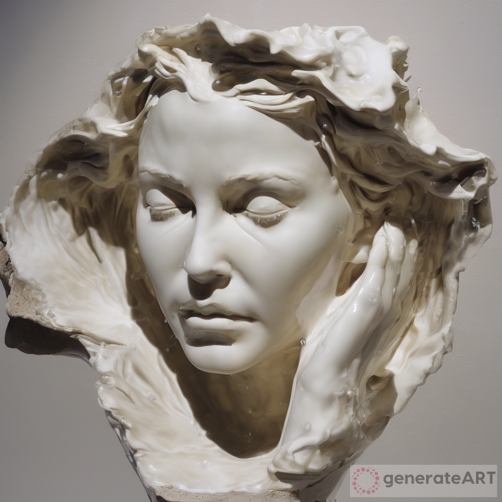 Figurative Water Sculpture of Woman's Face