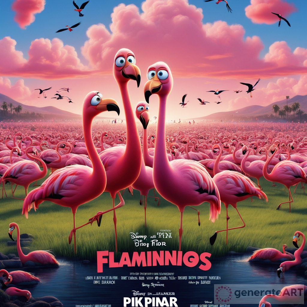 Enchanting Pink Flamingos Pixar Movie Poster