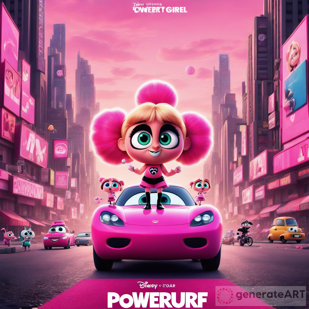 Pink Powerpuff Girl Pixar Movie Poster