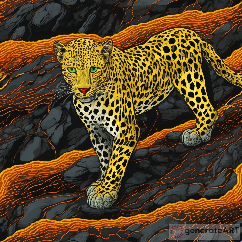 Luminous Lava Leopard in Volcanic Field