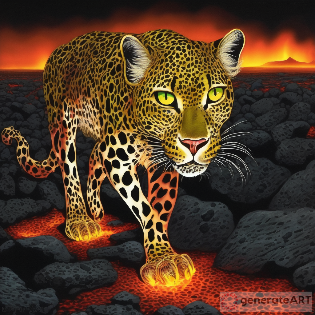 Luminous Lava Leopard in Volcanic Field