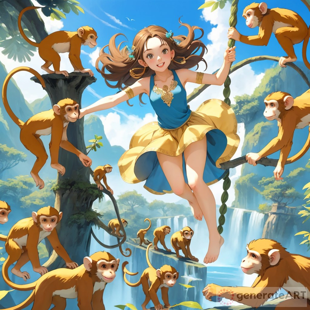 Girl & Monkeys: Playful Jungle Adventure