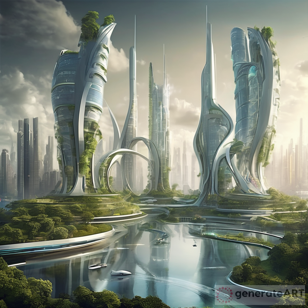 Futuristic Cityscape: Sustainable Technology Marvel