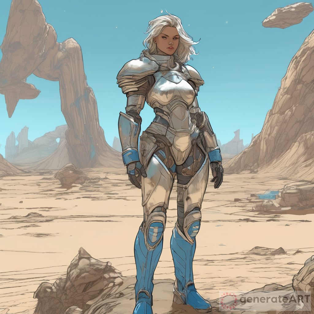 Female Warrior on Planet: Comic Art Style
