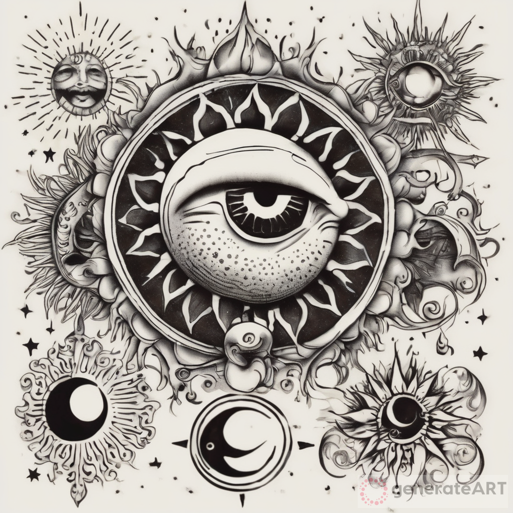 Symbolic Three Dots Sun-Moon Eye Tattoo