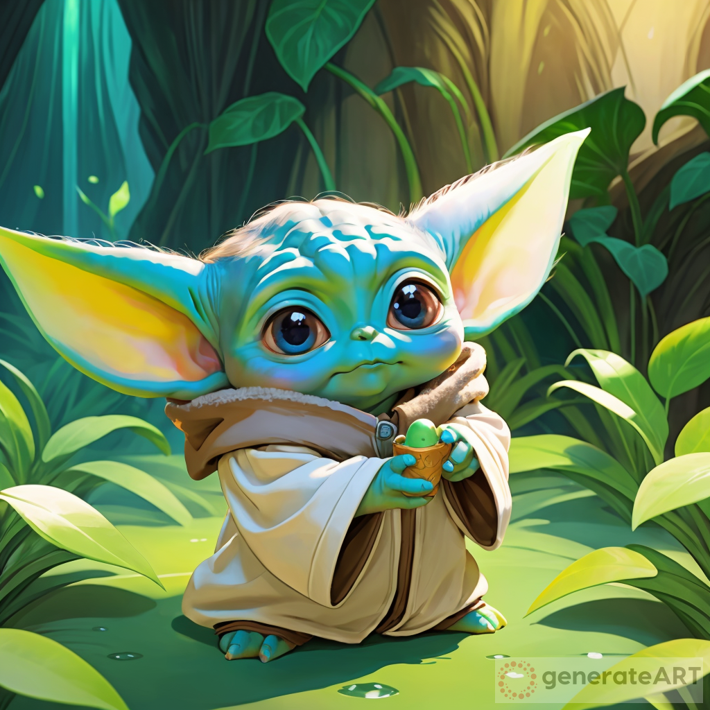 Adorable Baby Yoda Cartoon Fan Art