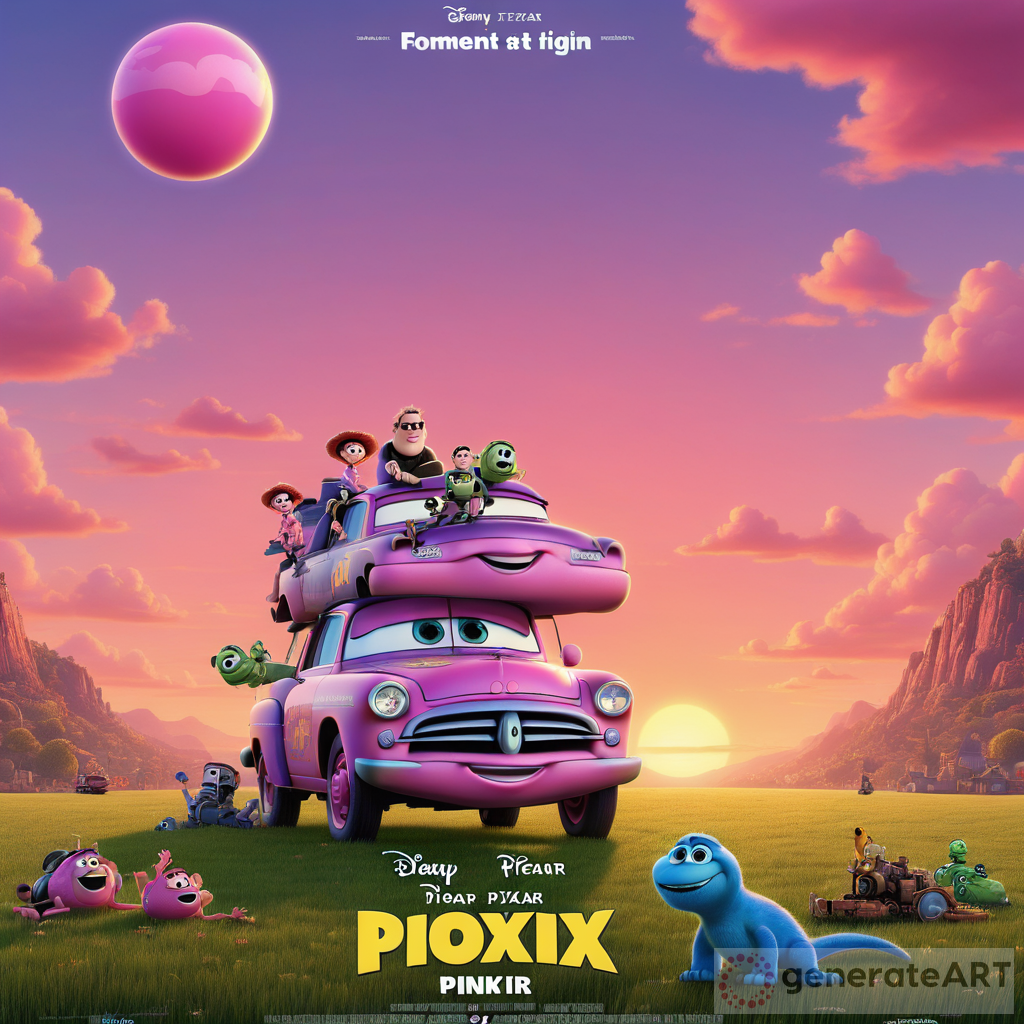 Dreamy Pink Sunset: Pixar Movie Poster