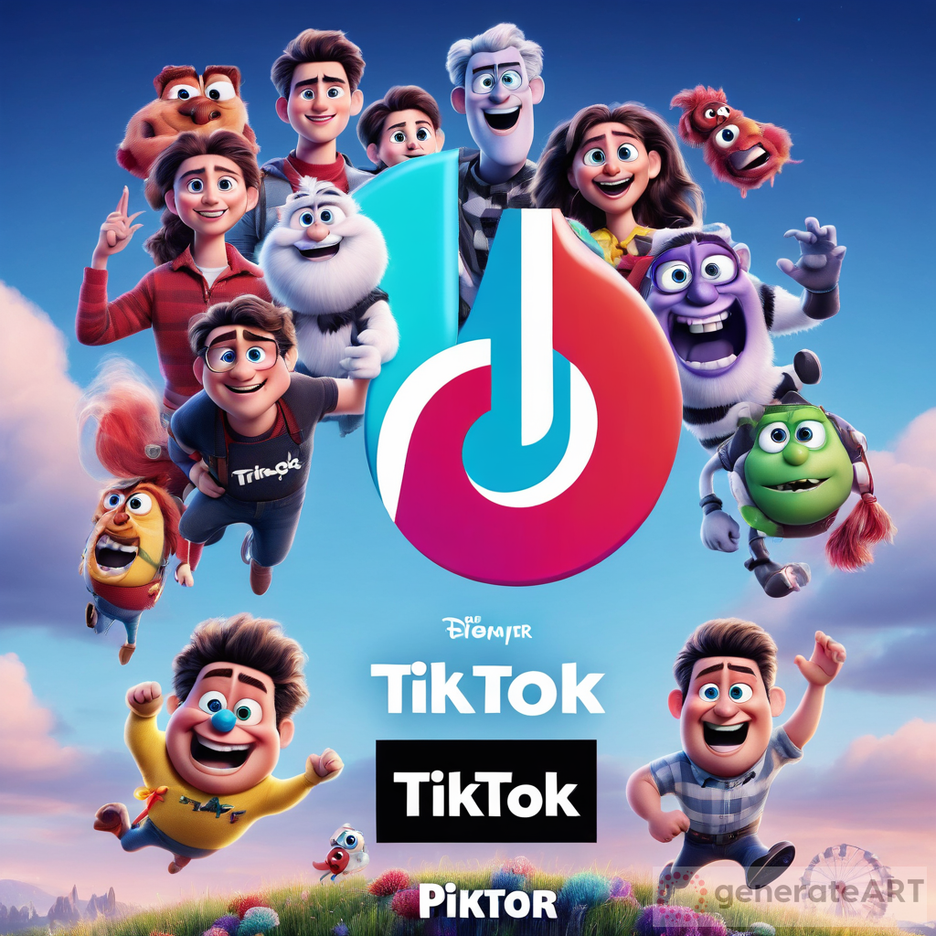 TikTok Logo Pixar Movie Poster Mashup
