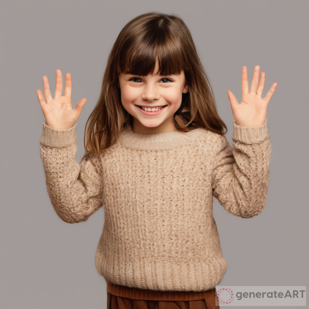 Joyful Brown-Haired Girl in Sweater