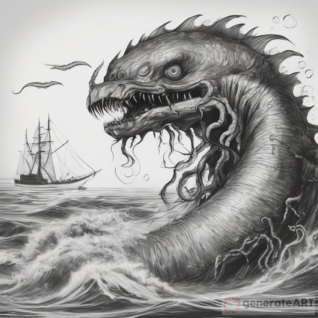 Captivating Sea Monster Drawing | GenerateArt