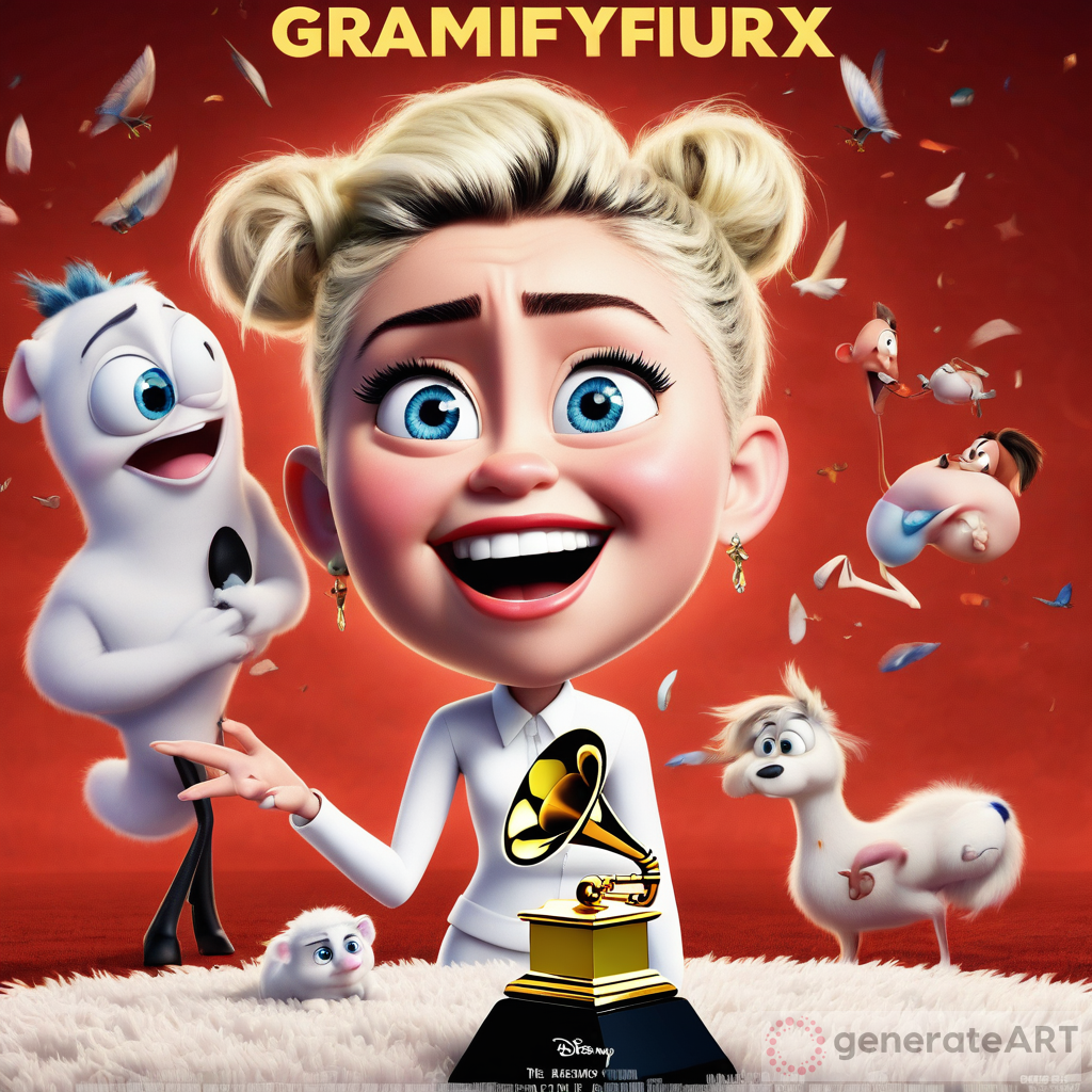 Miley Cyrus Grammys Red Carpet Pixar Poster Look