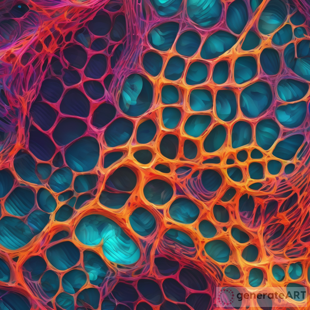 Abstract Digital Artwork: Microscopic World in Vibrant Colors