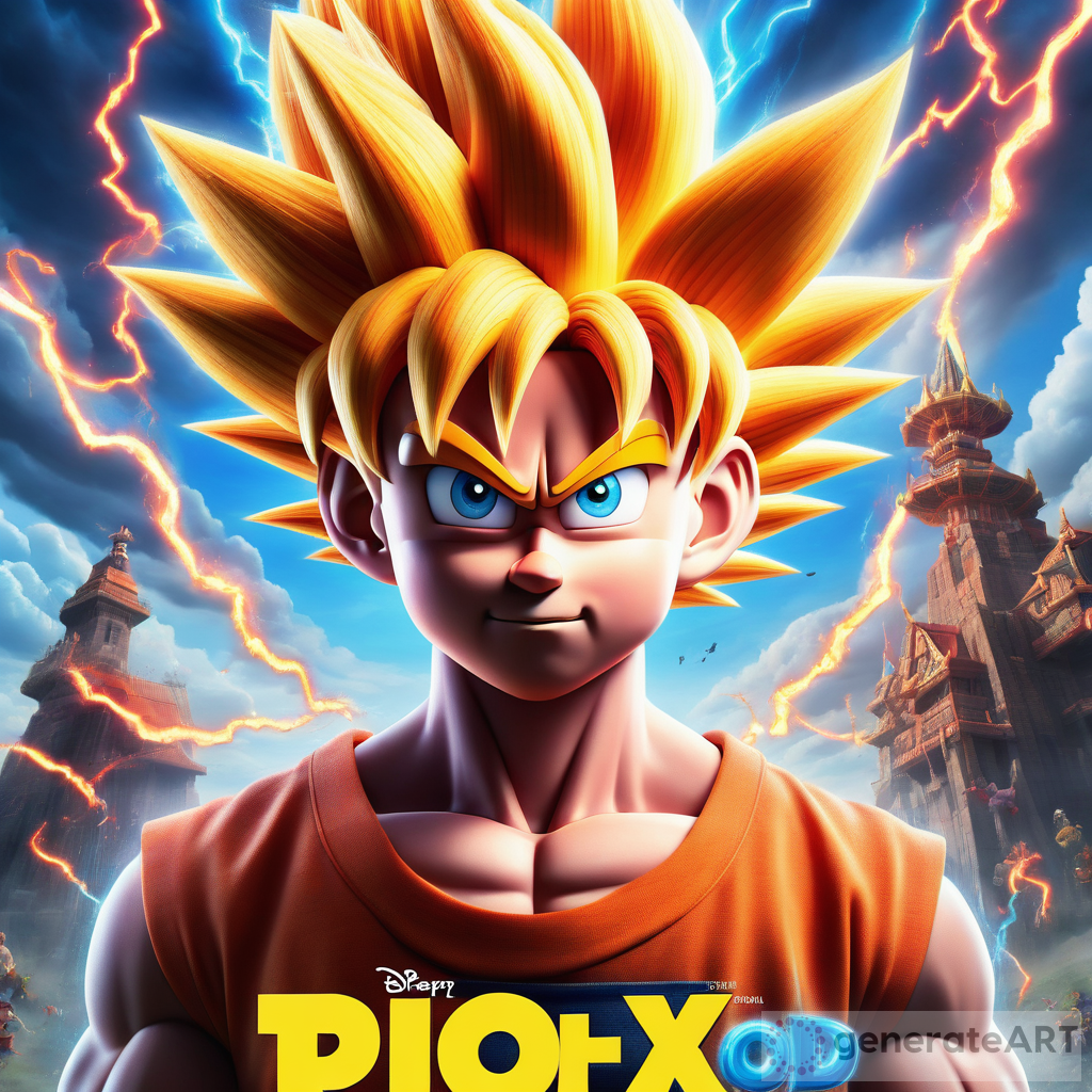 Goku Super Saiyan God Pixar Movie Poster